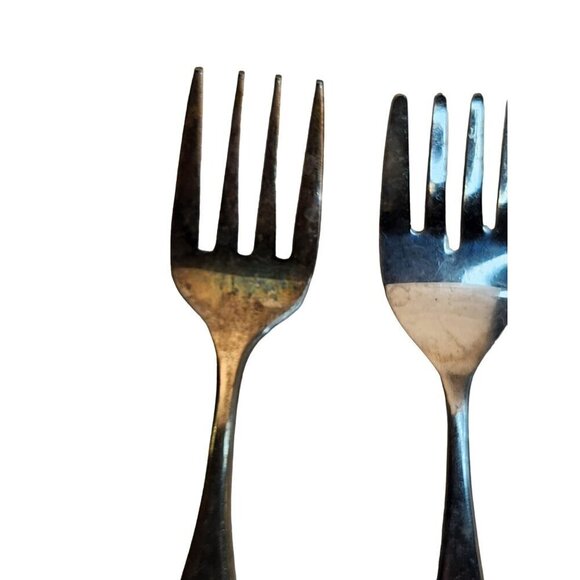 Vintage Baby Utensils Set Of 5 - 3 Teaspoons & 2 Forks - Silver Stainless, 2 Ger - Picture 3 of 13